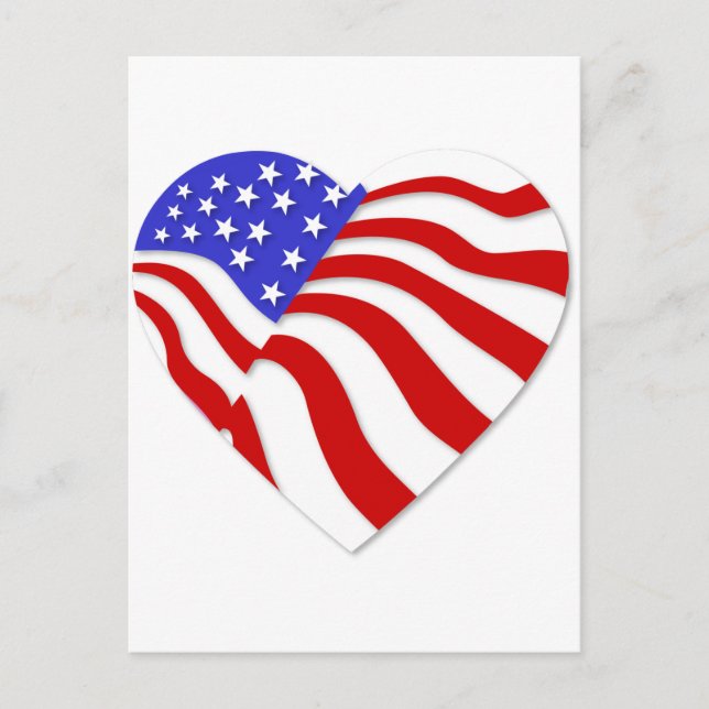 American Flag Heart America USA Valentine Popular Holiday Postcard (Front)