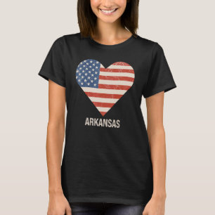 American Flag Heart Arkansas 4th Of July Patriotic T-Shirt