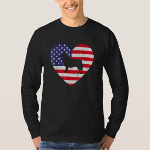 American Flag Heart Border Collie Dog 4th Of July T-Shirt