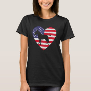 American Flag Heart Bull Terrier Dog 4th Of July P T-Shirt