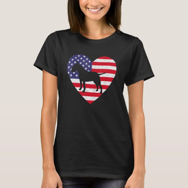 American Flag Heart Bull Terrier Dog 4th Of July P T-Shirt (Front)