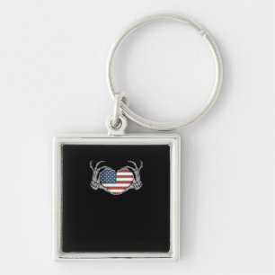 American Flag Heart Classic Design Keychain