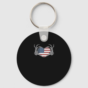 American Flag Heart Classic Design Keychain