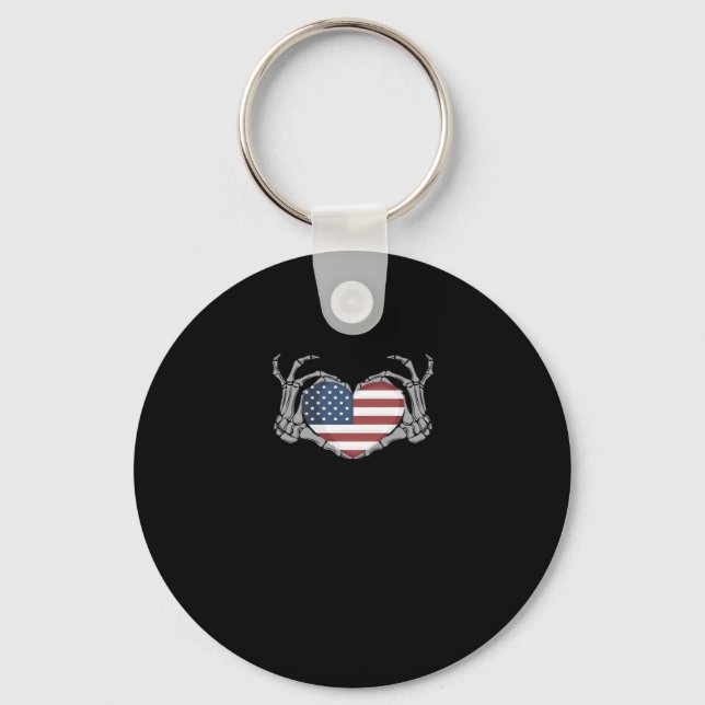 American Flag Heart Classic Design Keychain (Front)
