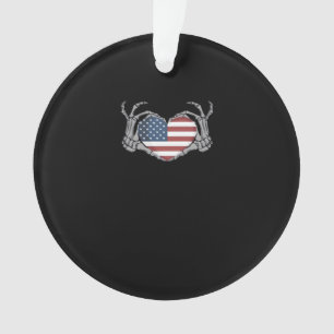 American Flag Heart Classic Design Ornament