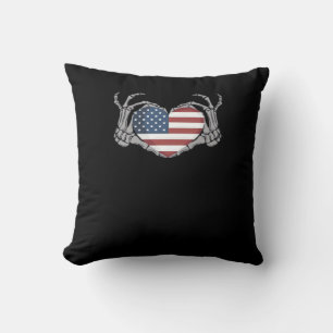 American Flag Heart Classic Design Throw Pillow