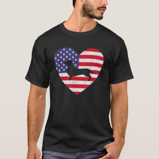 American Flag Heart Dachshund Dog 4th of July USA  T-Shirt