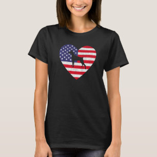 American Flag Heart Dobermann Dog 4th Of July Usa T-Shirt