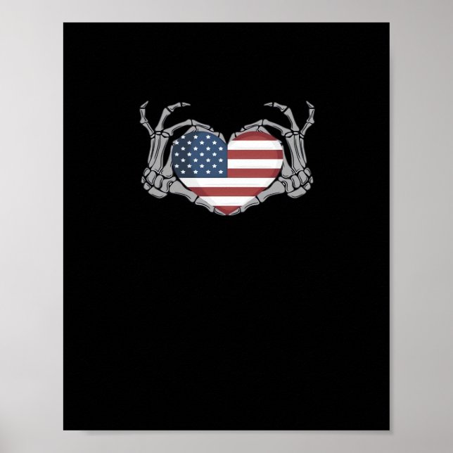 American Flag Heart Fitted Poster (Front)