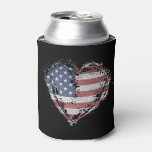 American Flag Heart Grunge Cooler