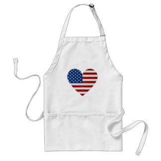 American Flag Heart July 4th Glitter Standard Apron