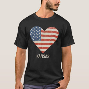 American Flag Heart Kansas 4th of July Patriotic U T-Shirt