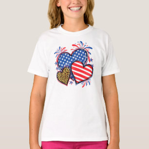 American Flag Heart Leopard Sublimation T-Shirt