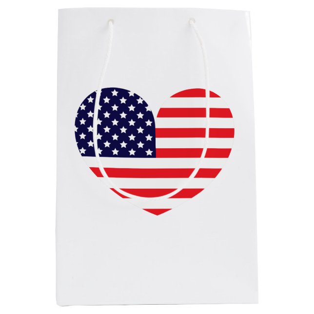American Flag Heart Medium Gift Bag (Front)