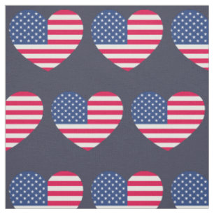 American Flag Heart Patriotic USA Banner Fabric