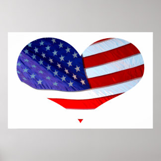 American Flag Heart Poster