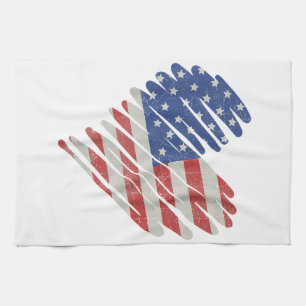 American Flag Heart Red White Blue Cute 4th of Jul Kitchen Towel
