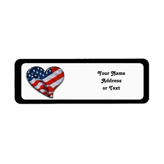 American Flag Heart Return Address Label