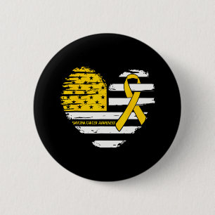 American Flag Heart Sarcoma Cancer Awareness Ribbo 2 Inch Round Button
