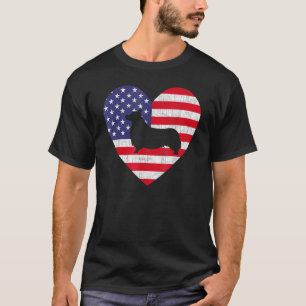 American Flag Heart Welsh Corgi 4th Of July Usa Pa T-Shirt