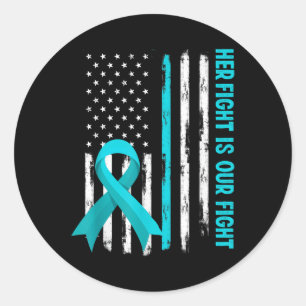 American Flag Her Fight Is My Fight Pots Syndrome Classic Round Sticker