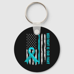 American Flag Her Fight Is My Fight Pots Syndrome  Keychain