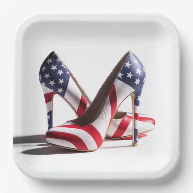 American Flag High Heels Paper Plate (Front)