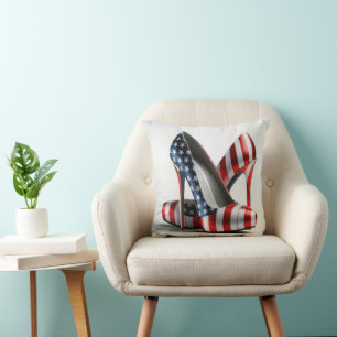 American Flag High Heels Throw Pillow
