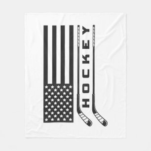 American Flag Hockey Apparel - Hockey Fleece Blanket