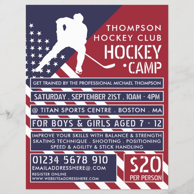 American Flag, Hockey Camp Advertising Flyer (Front)