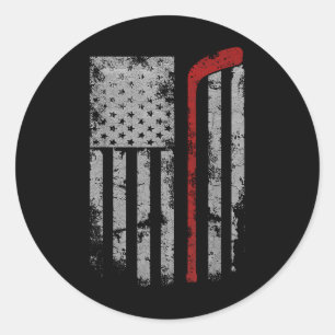 American Flag Hockey Team Gift Hockey Dad Mom T-sh Classic Round Sticker