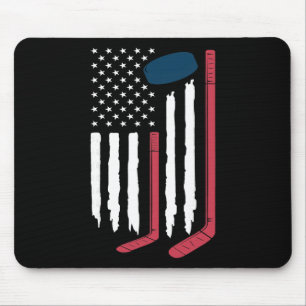 American Flag Hockey Tee For Men Women Kids Mouse Pad