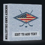 American Flag Hockey Trading Card Album Binder<br><div class="desc">Customize your own 3 ring sports binder! To customize: Change the text by typing in the boxes to the right side of the binder image. You may need to click on the little thumbnail images below the main image to switch to the spine and front views of the binder, to...</div>