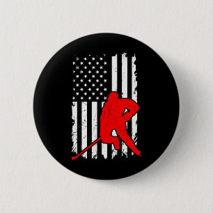 American Flag Hockey Usa Patriotic 2 Inch Round Button