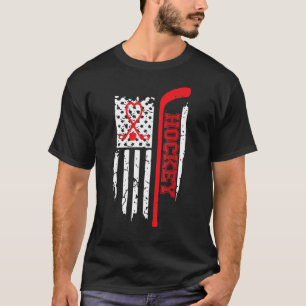 American Flag Hockey Usa Patriotic  Mom Hockey T-Shirt