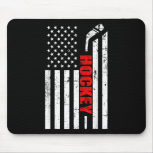 American Flag Hockey Usa Patriotic Shirt Boys Men  Mouse Pad