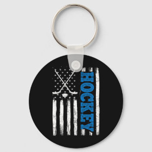 American Flag Hockey Usa Patriotic Shirt Hockey Lo Keychain