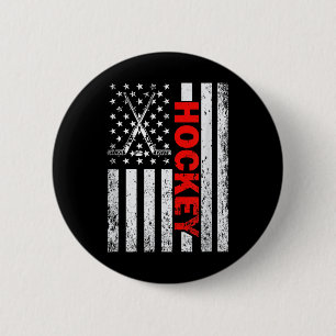 American Flag Hockey Usa Patriotic T-shirt For Wom 2 Inch Round Button