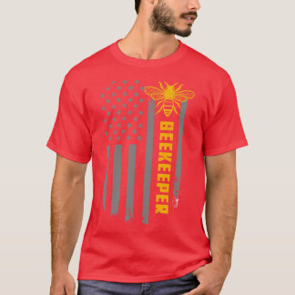 American Flag Honey Bee Beekeeping Beekeeper T-Shirt