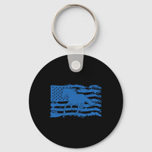 American Flag Horse Lover Patriotic Horseback Ridi Keychain