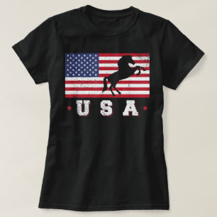 American Flag Horse Patriotic Funny 4th Of July T-Shirt