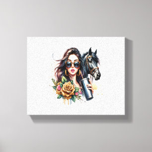 American Flag Horse Patriotic USA Canvas Print
