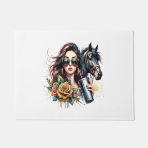 American Flag Horse Patriotic USA Doormat