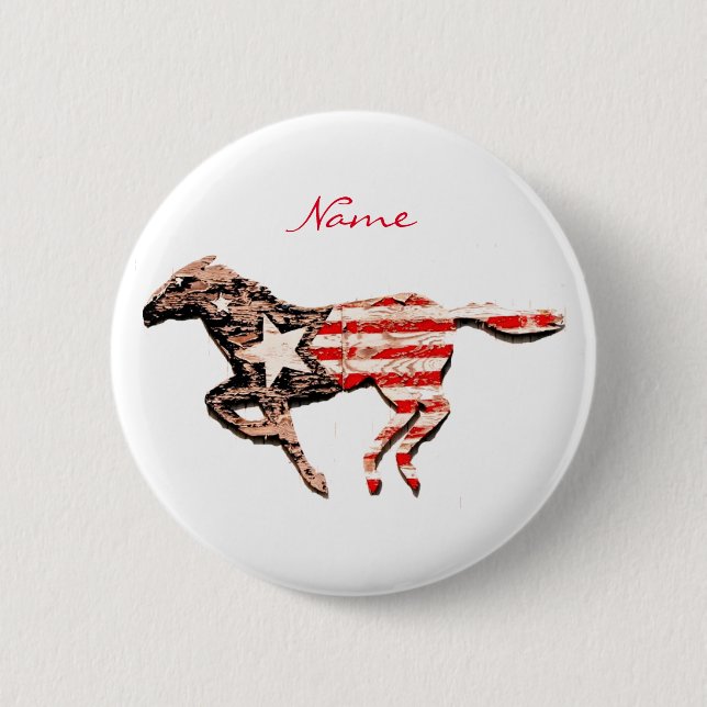 American Flag Horse Running Thunder_Cove 2 Inch Round Button (Front)