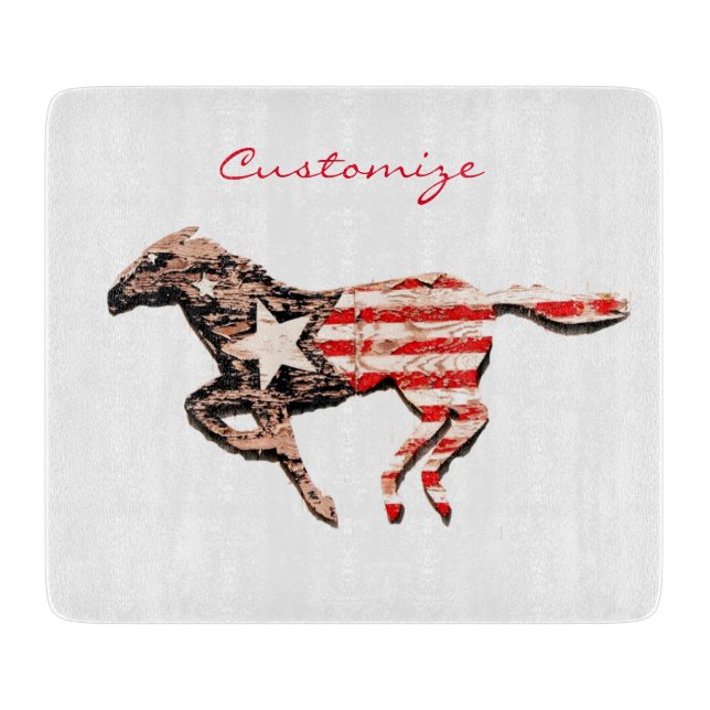 American Flag Horse Running Thunder_Cove Cutting Board (Front)