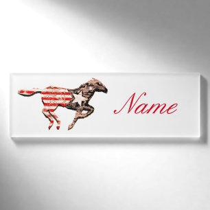 American Flag Horse Running Thunder_Cove Name Tag