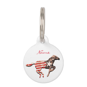 American Flag Horse Running Thunder_Cove Pet Tag
