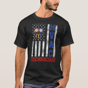 American Flag HVAC Technician USA Flag HVAC Tech D T-Shirt