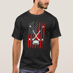 American Flag Ice Hockey Players Apparel 4Th Of Ju T-Shirt