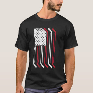 American Flag Ice Hockey Stick Puck Player Jersey  T-Shirt